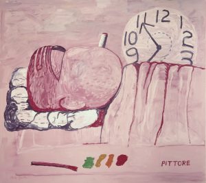 Philip Guston: Pittore, 1973, oil on canvas, 72 3/4 x 80 1/2 in. Private Collection. © The Estate of Philip Guston. Courtesy Hauser & Wirth